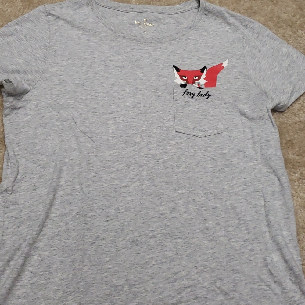 Kate Spade Gray Foxy Lady Tee Shirt